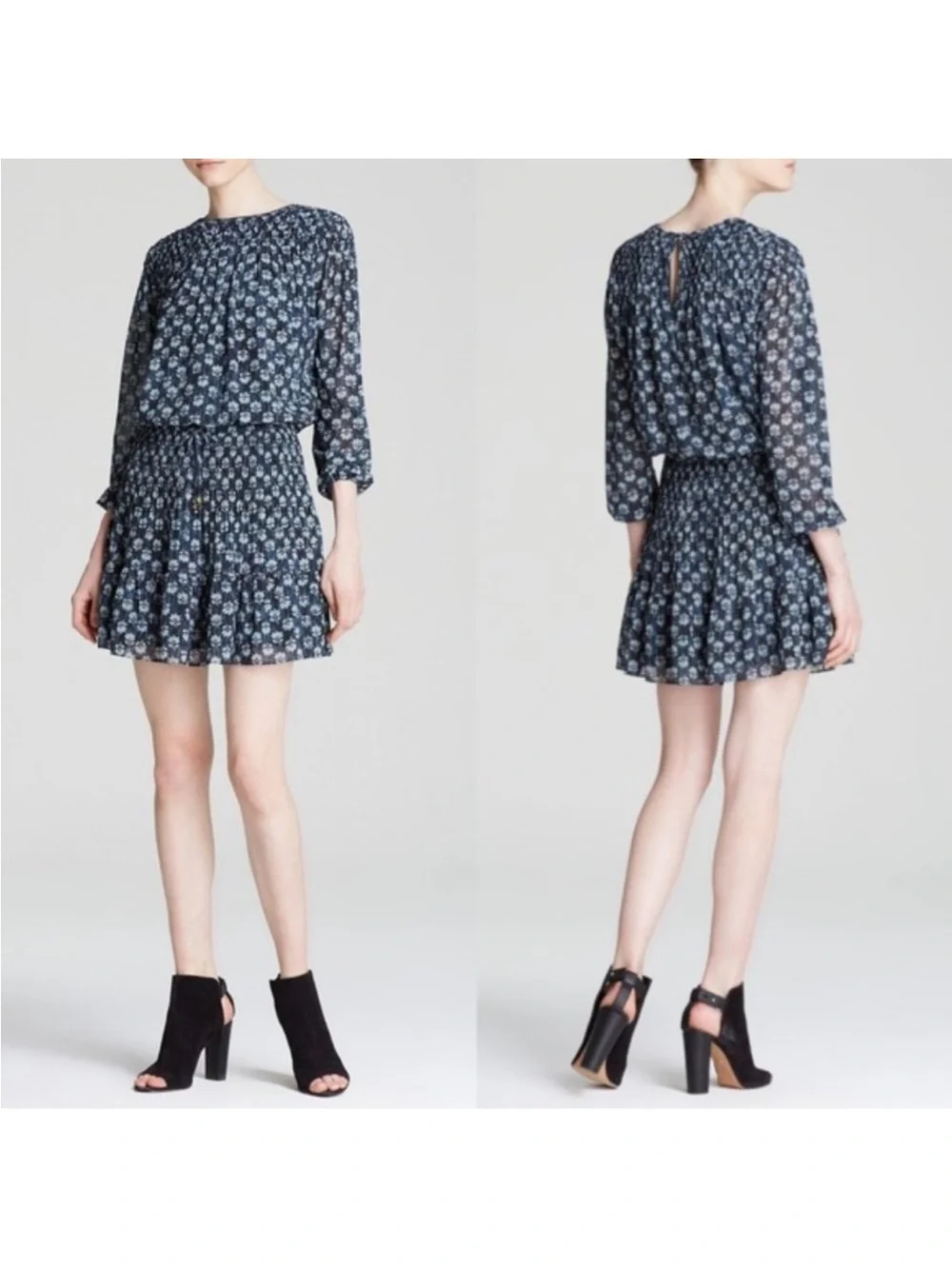 Michael Kors Blue Floral Chiffon Dress
